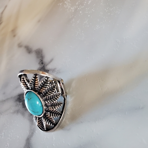 Silver Tone & Turquoise Stone Stretch Band Ring 💥3 for $24💥 - Picture 4 of 17